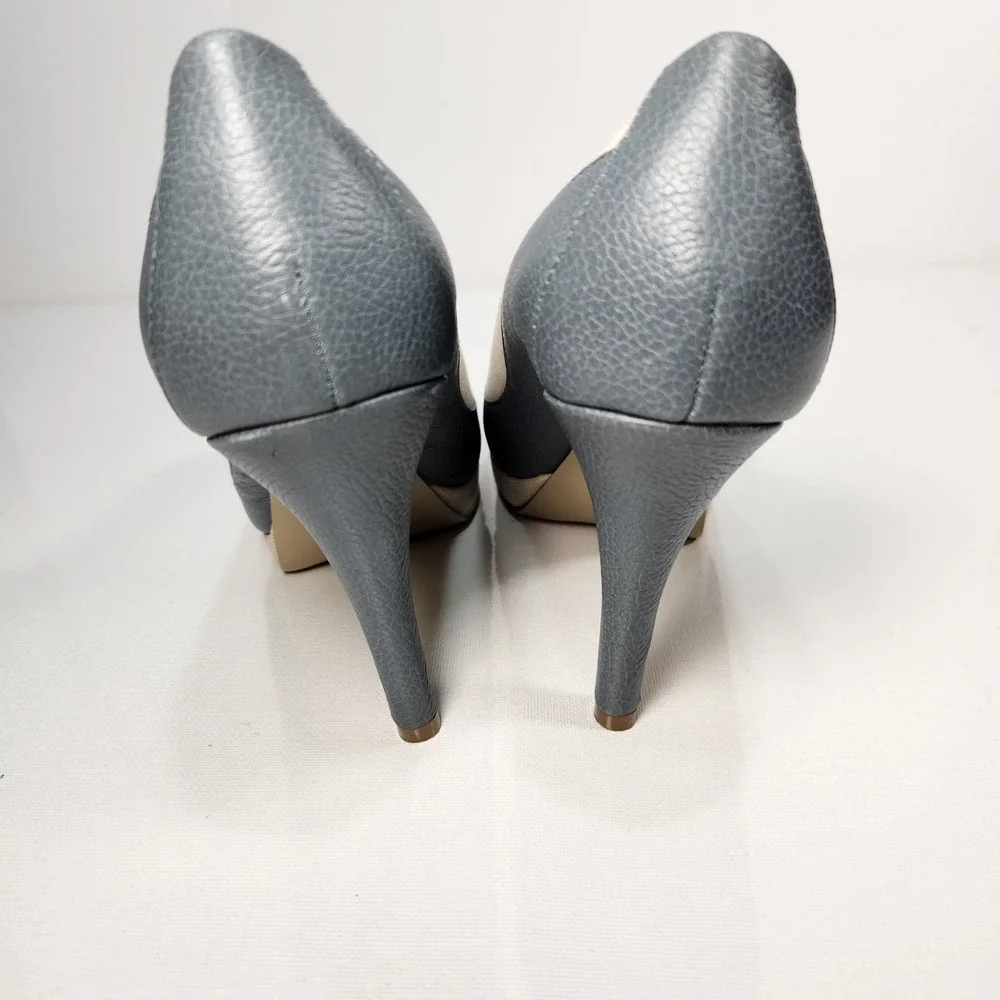 Nine West Duanao Womens Heels Blue / White Textile Leather Size US 9.5M‎